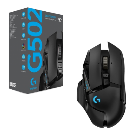 MOUSE LOGITECH G 502 LIGHT SPEED OPTICO GAMING USB BLACK WIRELESS GAMING